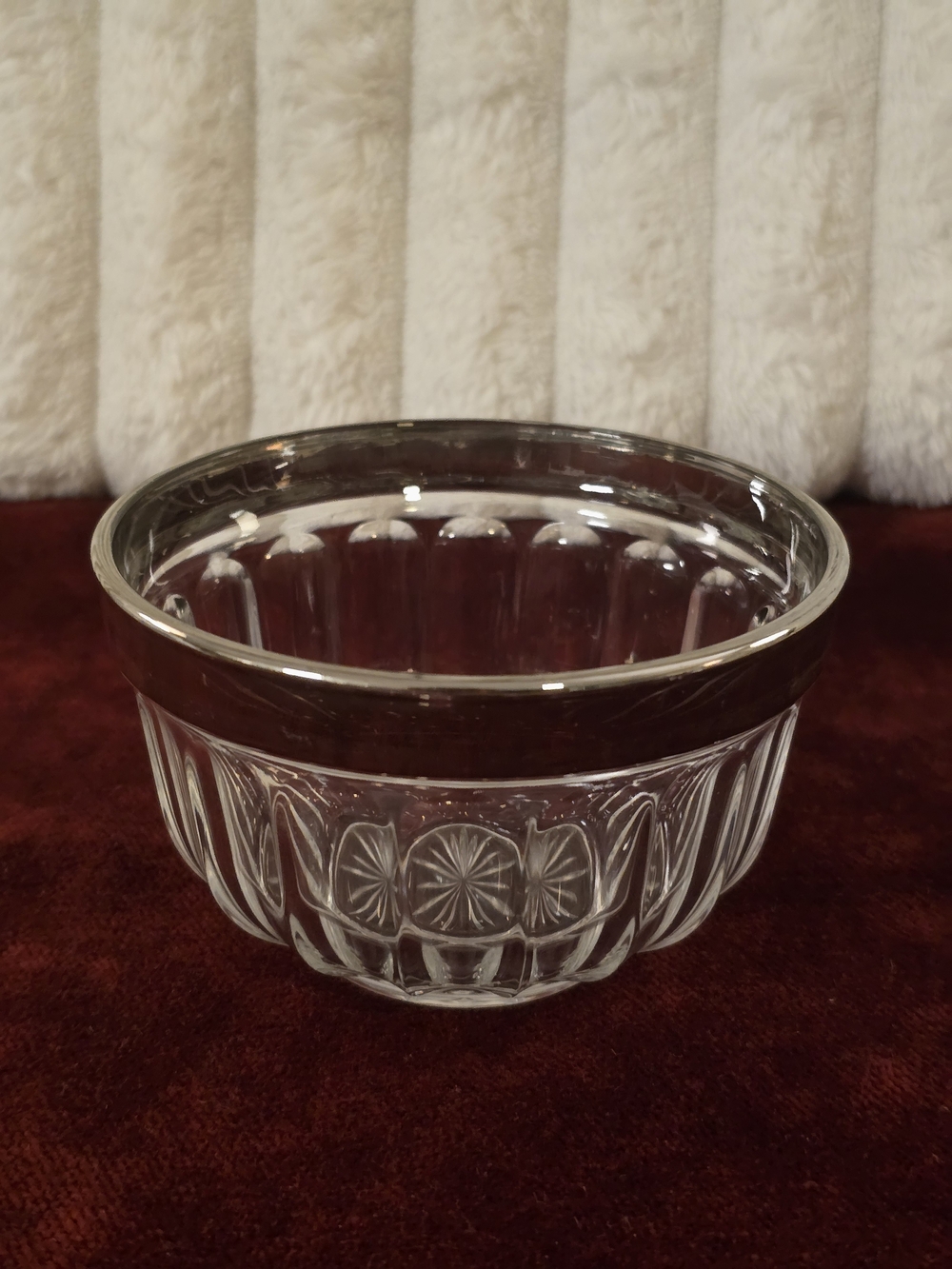 Vtg Leonard Crystal Bowl Silver Plated Rim Starburst Base Candy Nut Dish Italy
